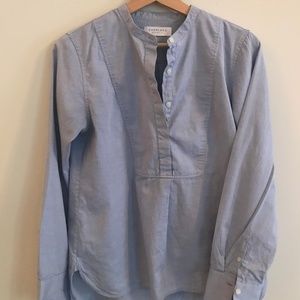 Everlane Collarless Half Button Down Top